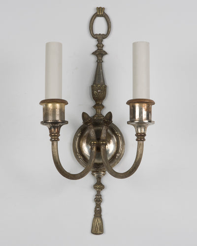 Vintage Collection image 1 of a pair of Silverplate Sconces with Foliate Details antique.