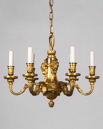 Vintage Collection image 1 of a Six Arm Gilded Bronze Chandelier antique.