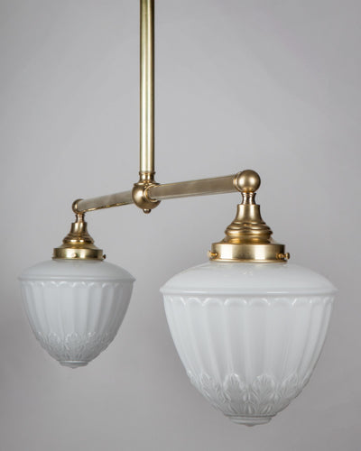 Remains Lighting Co. Collection image 1 of a Sophia Twin Billiard made-to-order.  Shown in Burnished Brass on Smooth Stem.