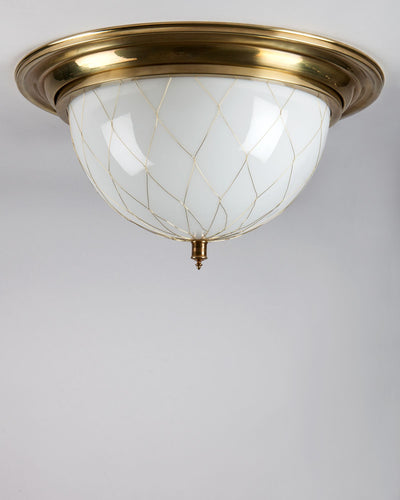 Remains Lighting Co. Collection image 1 of a Sorenson Flush Mount made-to-order.  Shown in Antique Brass.