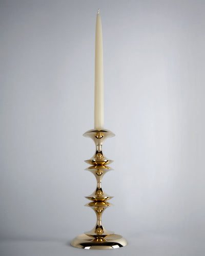 Remains Lighting Co. Collection image 1 of a Stayman Candlestick Medium made-to-order.  Shown in Polished Brass.