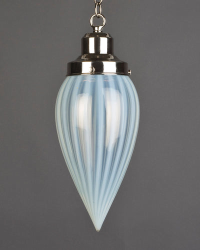 Vintage Collection image 1 of a Striped Teardrop Opaline Glass Pendant antique.