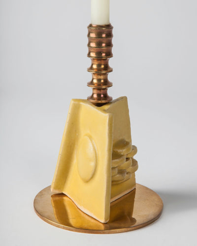 Remains Lighting Co. Collection image 1 of a Sulphur Ceramic Candlestick made-to-order.  Shown in Sulphur.