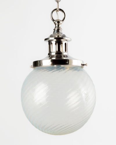 Vintage Collection image 1 of a Swirled Striped Opalescent Glass Globe Pendant antique.