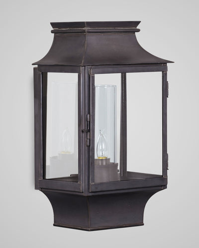 Scofield Lighting Collection image 1 of a Thomaston Station Exterior Wall Lantern Large made-to-order.  Shown in Bronzed Copper.
