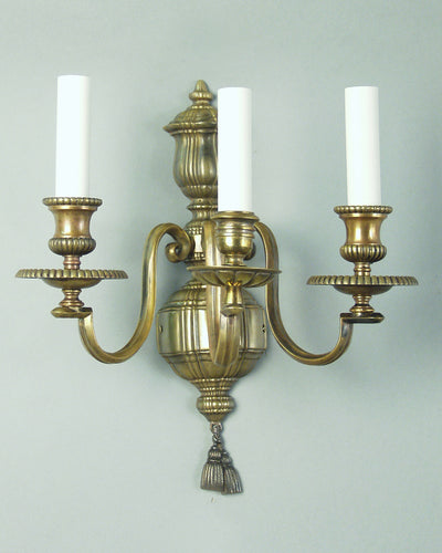 Vintage Collection image 1 of a pair of Three Arm Sterling Bronze Sconces antique.