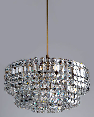Vintage Collection image 1 of a Three Tier Kinkeldey Chandelier with Clear Faceted Glass antique in a Original Antique Finish finish.
