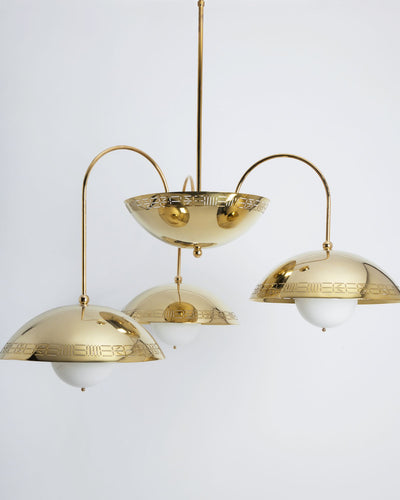 Commune Collection image 1 of a Triple Dome Chandelier made-to-order.  Shown in Polished Brass.
