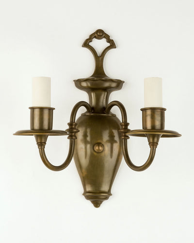 Vintage Collection image 1 of a pair of Two Arm Darkened Brass Sconces antique.