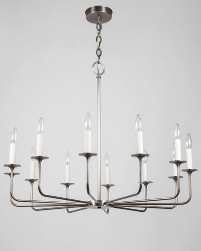 Remains Lighting Co. Collection image 1 of a Veronique 12 Chandelier made-to-order.  Shown in Light Pewter.