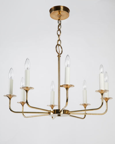 Remains Lighting Co. Collection image 1 of a Veronique 8 Chandelier made-to-order.  Shown in Antique Brass.