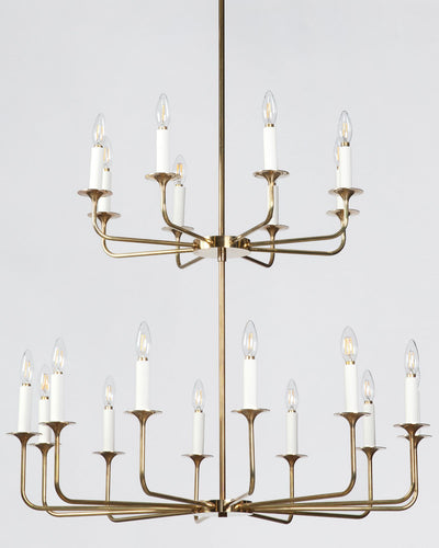 Remains Lighting Co. Collection image 1 of a Veronique Double Chandelier made-to-order.  Shown in Antique Brass.