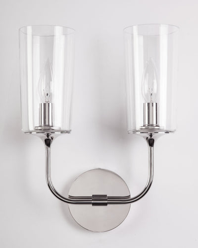 Remains Lighting Co. Collection image 1 of a Veronique Even Sconce with Glass Shades made-to-order.  Shown in Polished Nickel.