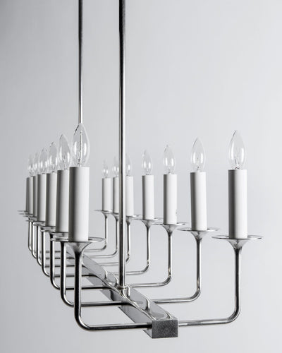 Remains Lighting Co. Collection image 1 of a Veronique Linear 14 Chandelier made-to-order.  Shown in Burnished Nickel.