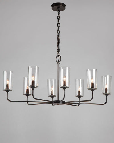 Remains Lighting Co. Collection image 1 of a Veronique Oval Chandelier with Glass Shades made-to-order in a Dark Pewter finish.