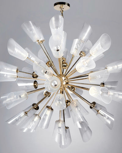 Remains Lighting Co. Collection image 1 of a Vesta 48 Chandelier made-to-order.  Shown in Polished Brass.