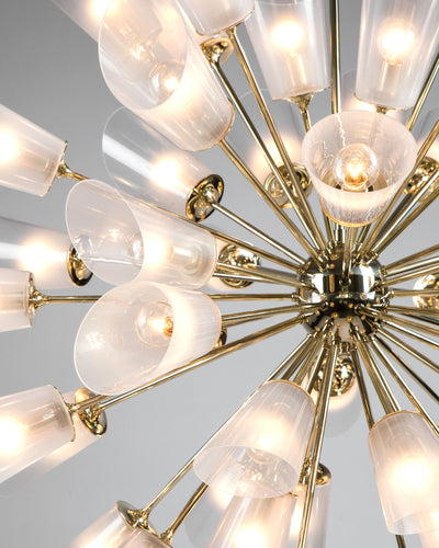 Remains Lighting Co. Collection image 1 of a Vesta 48 Chandelier made-to-order.  Shown in Polished Brass.