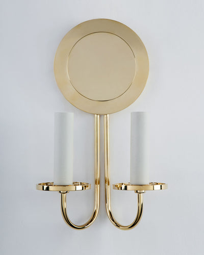 Remains Lighting Co. Collection image 1 of a Vickers Twin Sconce made-to-order.  Shown in Polished Brass.