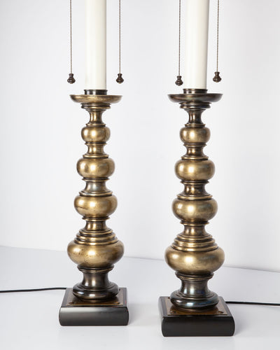 Vintage Turned Brass Stiffel Lamps
