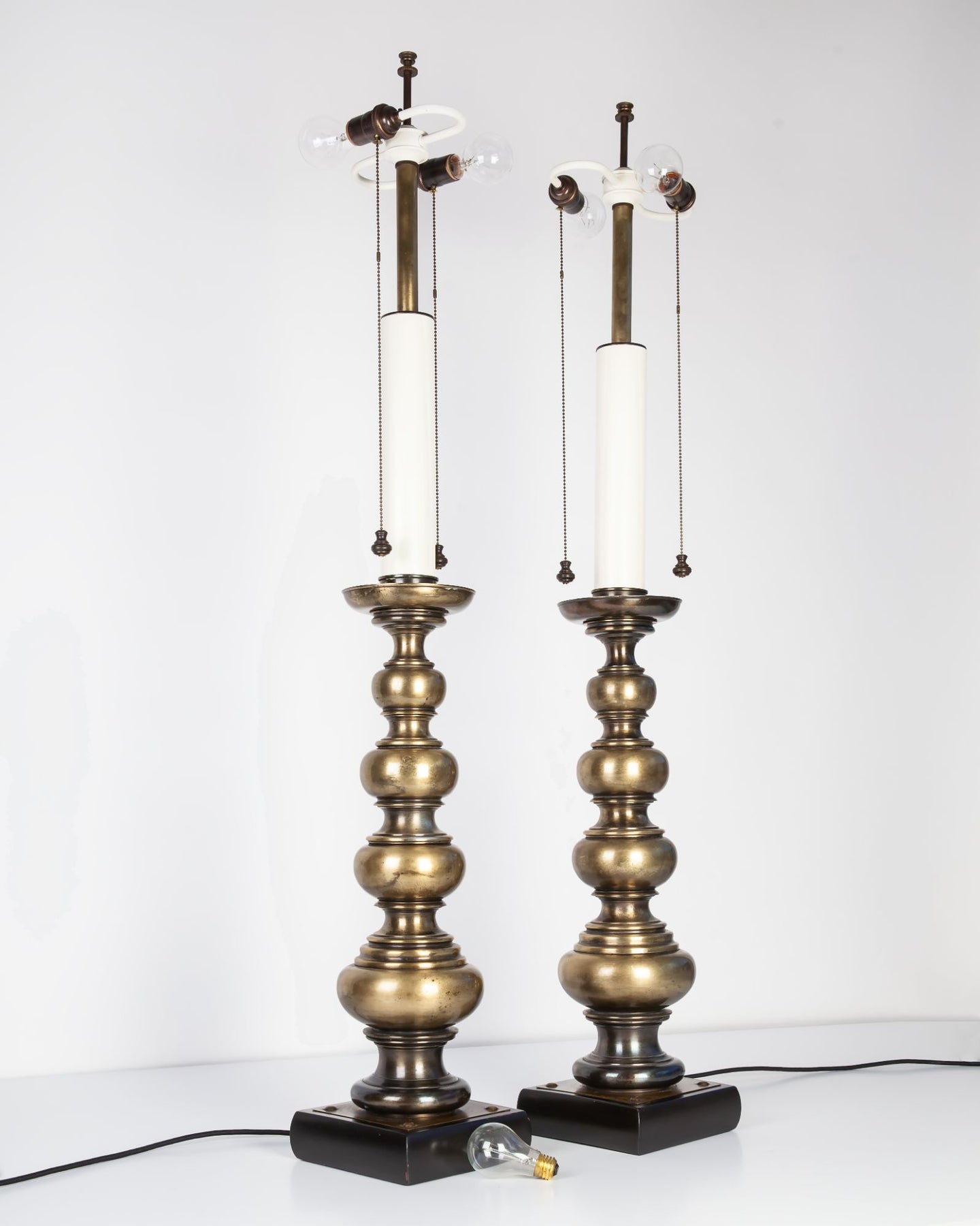Vintage Turned Brass Stiffel Lamps