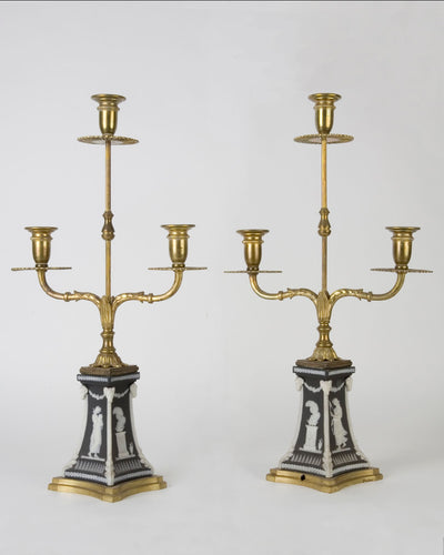 Vintage Collection image 1 of a pair of Wedgwood Candelabra by E. F. Caldwell antique.