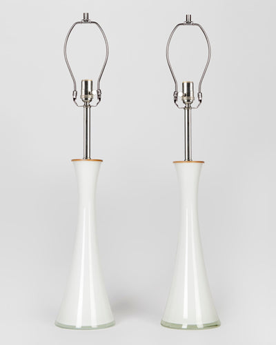 Vintage Collection image 1 of a pair of White Glass Lamps by Orrefors antique.