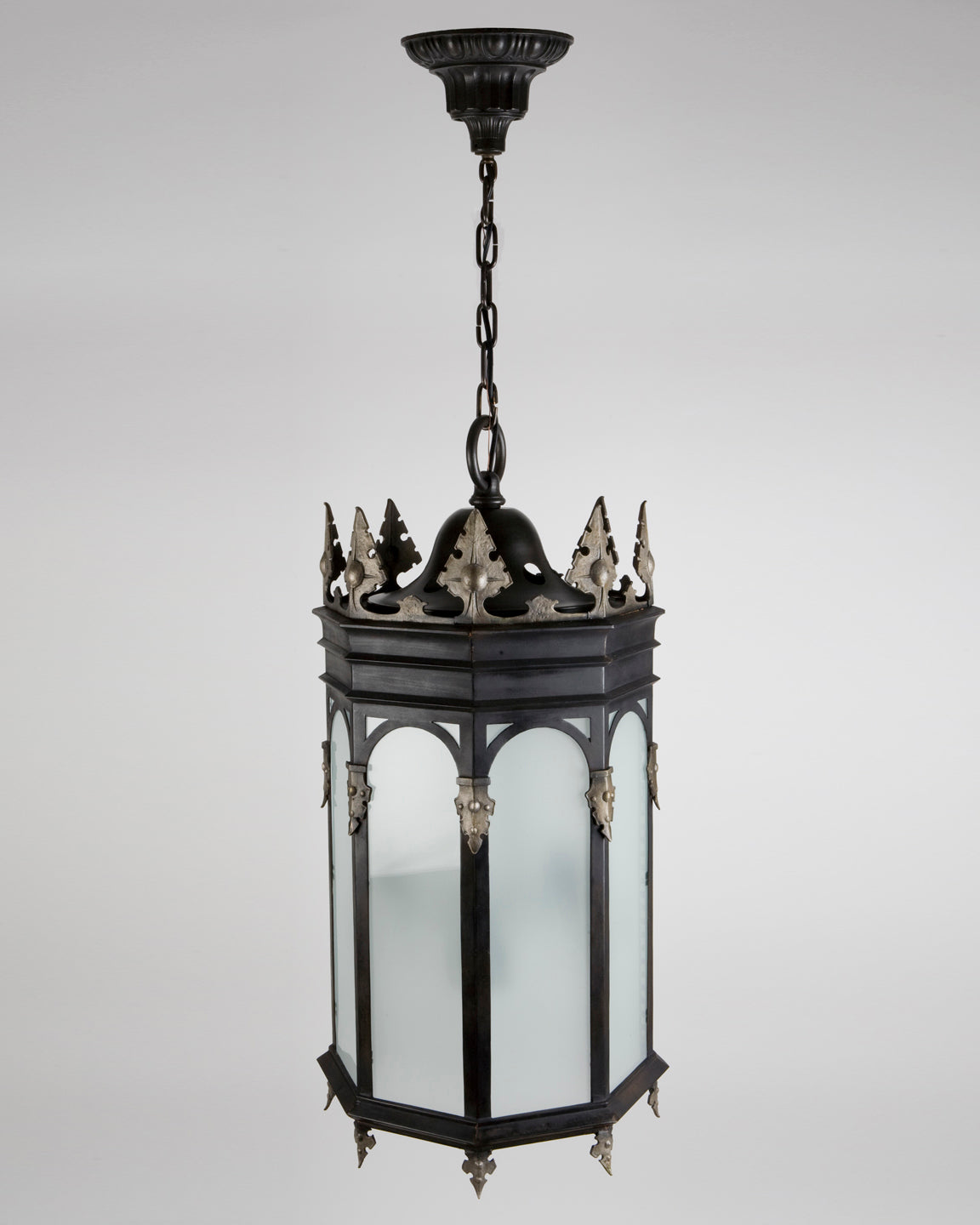Wrought Iron and Brass Gothic Revival Lantern