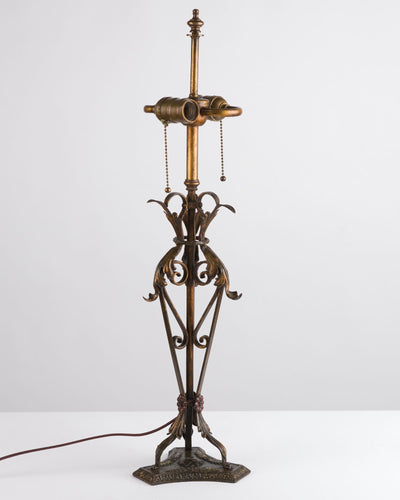 Vintage Collection image 1 of a Wrought Iron Lamp with Scrolls and Foliate Details antique.